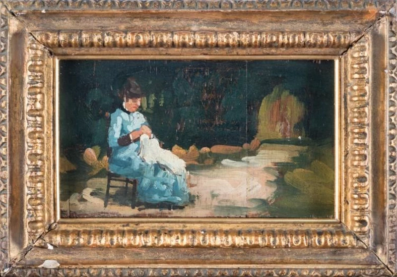 239-Silvestro Lega-Bozzetto per il dipinto In giardino. 1882